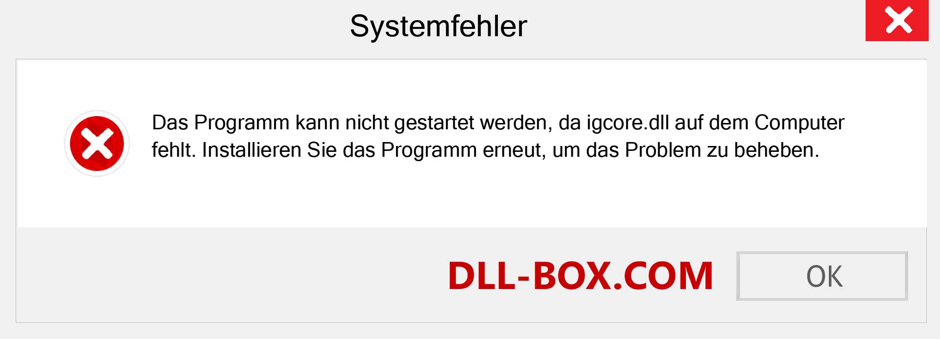 igcore.dll-Datei fehlt?. Download für Windows 7, 8, 10 - Fix igcore dll Missing Error unter Windows, Fotos, Bildern