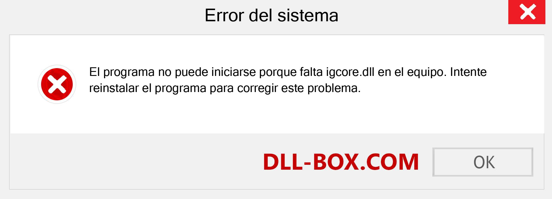 ¿Falta el archivo igcore.dll ?. Descargar para Windows 7, 8, 10 - Corregir igcore dll Missing Error en Windows, fotos, imágenes