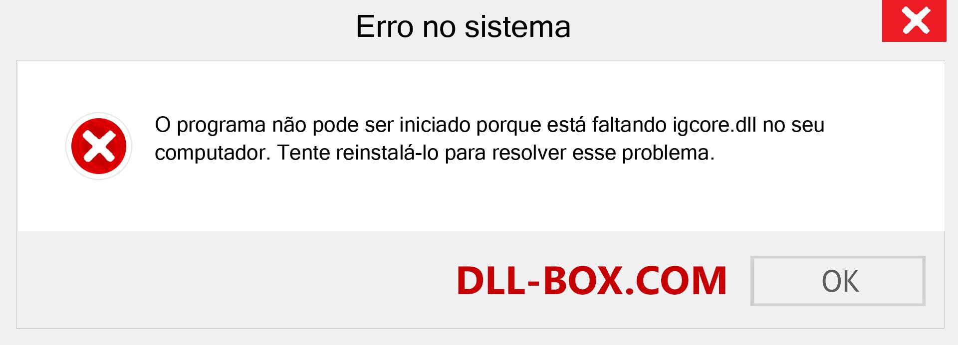 Arquivo igcore.dll ausente ?. Download para Windows 7, 8, 10 - Correção de erro ausente igcore dll no Windows, fotos, imagens